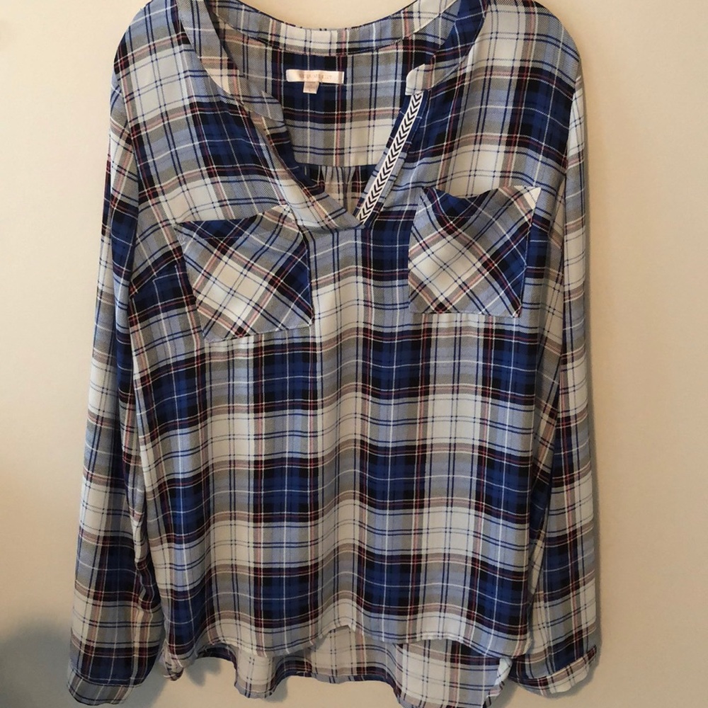 SKIES ARE BLUE long sleeve plaid shirt